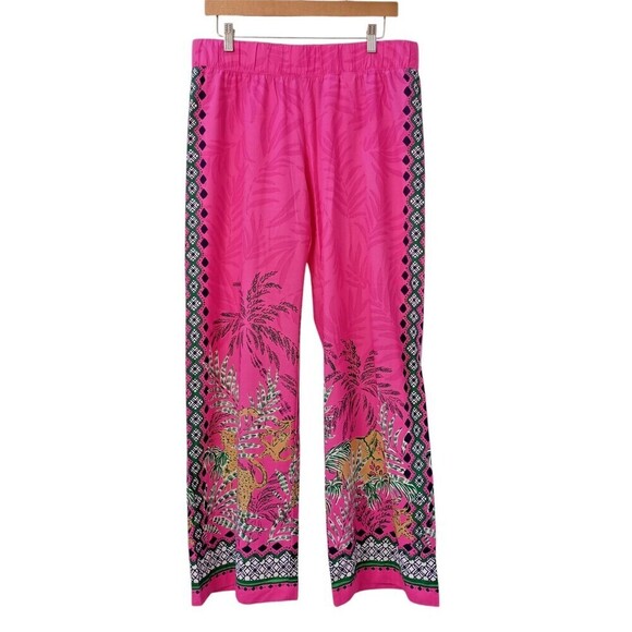Lilly Pulitzer Bal Harbour Palazzo Pants Large Wild Side Leopard Pink Cruise - Picture 1 of 9